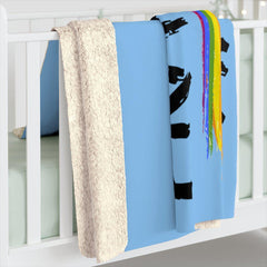 Sherpa Fleece Blanket, Rainbow Logo, Carolina blue-Home Decor-Practice Empathy