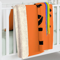 Sherpa Fleece Blanket, Rainbow Logo, dark orange-Home Decor-Practice Empathy
