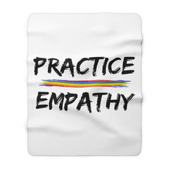 Sherpa Fleece Blanket, Rainbow Logo, white-Home Decor-Practice Empathy