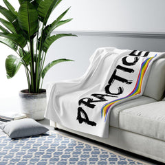 Sherpa Fleece Blanket, Rainbow Logo, white-Home Decor-Practice Empathy
