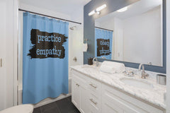 Shower Curtain, Brushes Logo, Carolina blue-Home Decor-Practice Empathy