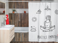 Shower Curtain, Mantras of the Mind, female, white-Home Decor-Practice Empathy
