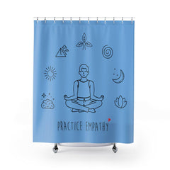 Shower Curtain, Mantras of the Mind, male, Carolina blue-Home Decor-Practice Empathy