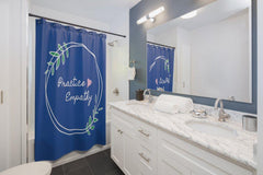 Shower Curtain, Olive Branch Logo, royal blue-Home Decor-Practice Empathy