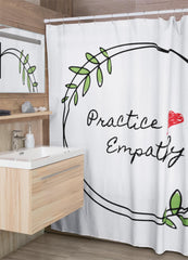 Shower Curtain, Olive Branch Logo, white-Home Decor-Practice Empathy