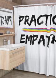 Shower Curtain, Rainbow Logo, white-Home Decor-Practice Empathy