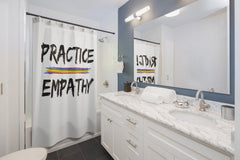 Shower Curtain, Rainbow Logo, white-Home Decor-Practice Empathy