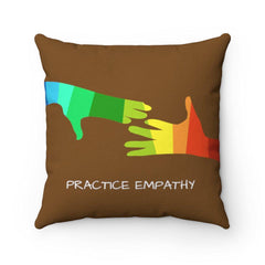 Spun Polyester Square Pillow, My Hand to Yours, brown-Home Decor-Practice Empathy