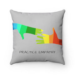 Spun Polyester Square Pillow, My Hand to Yours, light gray-Home Decor-Practice Empathy