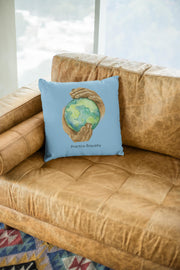 Spun Polyester Square Pillow, Nourishing Home, Carolina blue-Home Decor-Practice Empathy