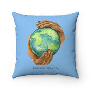 Spun Polyester Square Pillow, Nourishing Home, Carolina blue-Home Decor-Practice Empathy
