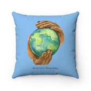 Spun Polyester Square Pillow, Nourishing Home, Carolina blue-Home Decor-Practice Empathy