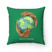 Spun Polyester Square Pillow, Nourishing Home, forest green-Home Decor-Practice Empathy