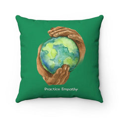 Spun Polyester Square Pillow, Nourishing Home, forest green-Home Decor-Practice Empathy