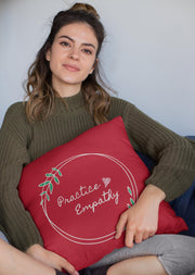 Spun Polyester Square Pillow, Olive Branch Logo, deep red-Home Decor-Practice Empathy