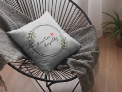 Spun Polyester Square Pillow, Olive Branch Logo, light gray-Home Decor-Practice Empathy