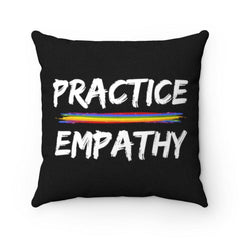 Spun Polyester Square Pillow, Rainbow Logo, black-Home Decor-Practice Empathy