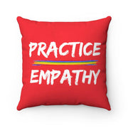 Spun Polyester Square Pillow, Rainbow Logo, bright red-Home Decor-Practice Empathy