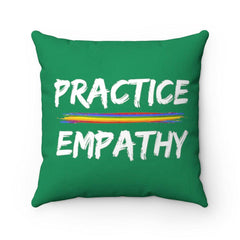 Spun Polyester Square Pillow, Rainbow Logo, forest green-Home Decor-Practice Empathy