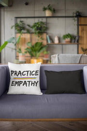 Spun Polyester Square Pillow, Rainbow Logo, white-Home Decor-Practice Empathy