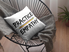 Spun Polyester Square Pillow, Rainbow Logo, white-Home Decor-Practice Empathy