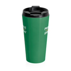 Stainless Steel Travel Mug, Rainbow Logo, forest green-Mug-Practice Empathy