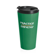 Stainless Steel Travel Mug, Rainbow Logo, forest green-Mug-Practice Empathy