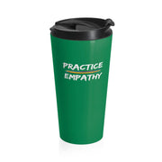 Stainless Steel Travel Mug, Rainbow Logo, forest green-Mug-Practice Empathy