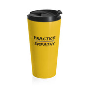 Stainless Steel Travel Mug, Rainbow Logo, yellow-Mug-Practice Empathy