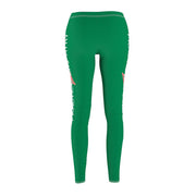 Women's Cut & Sew Casual Leggings, green-All Over Prints-Practice Empathy