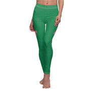 Women's Cut & Sew Casual Leggings, green-All Over Prints-Practice Empathy