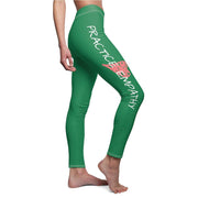 Women's Cut & Sew Casual Leggings, green-All Over Prints-Practice Empathy