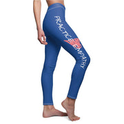 Women's Cut & Sew Casual Leggings, royal blue-All Over Prints-Practice Empathy