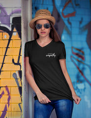 Women's Jersey Short Sleeve V-Neck Tee, Hand in Hand Logo-V-neck-Practice Empathy