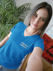 Women's Jersey Short Sleeve V-Neck Tee, Rainbow Logo-V-neck-Practice Empathy