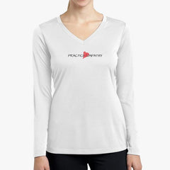 Women's Long Sleeve Moisture Absorbing V-neck Tee, Classic Logo-Long-sleeve-Practice Empathy