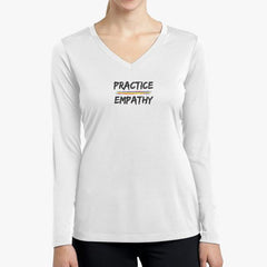 Women's Long Sleeve Moisture Absorbing V-neck Tee, Rainbow Logo-Long-sleeve-Practice Empathy