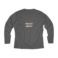 Women's Long Sleeve Moisture Absorbing V-neck Tee, Rainbow Logo-Long-sleeve-Practice Empathy